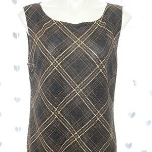 #288 Chico's Brown Tan Diamond Patterned Dressy Tank Size 3 (16)